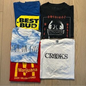 5 Men's Graphic Tees (Tupac, Crooks & Castles, Pop Culture) Streetwear XL Lot